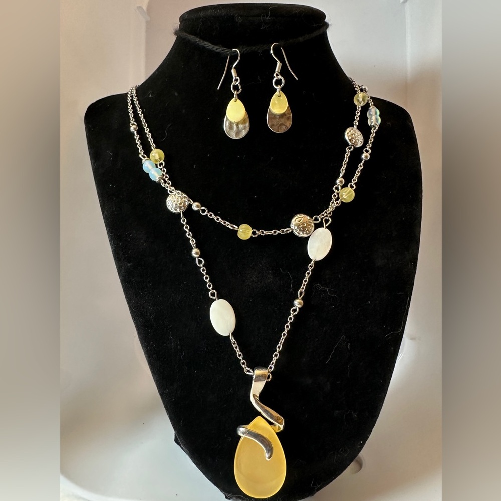 Double-chain Pendant Necklace with Matching Earrings - Christopher & Banks